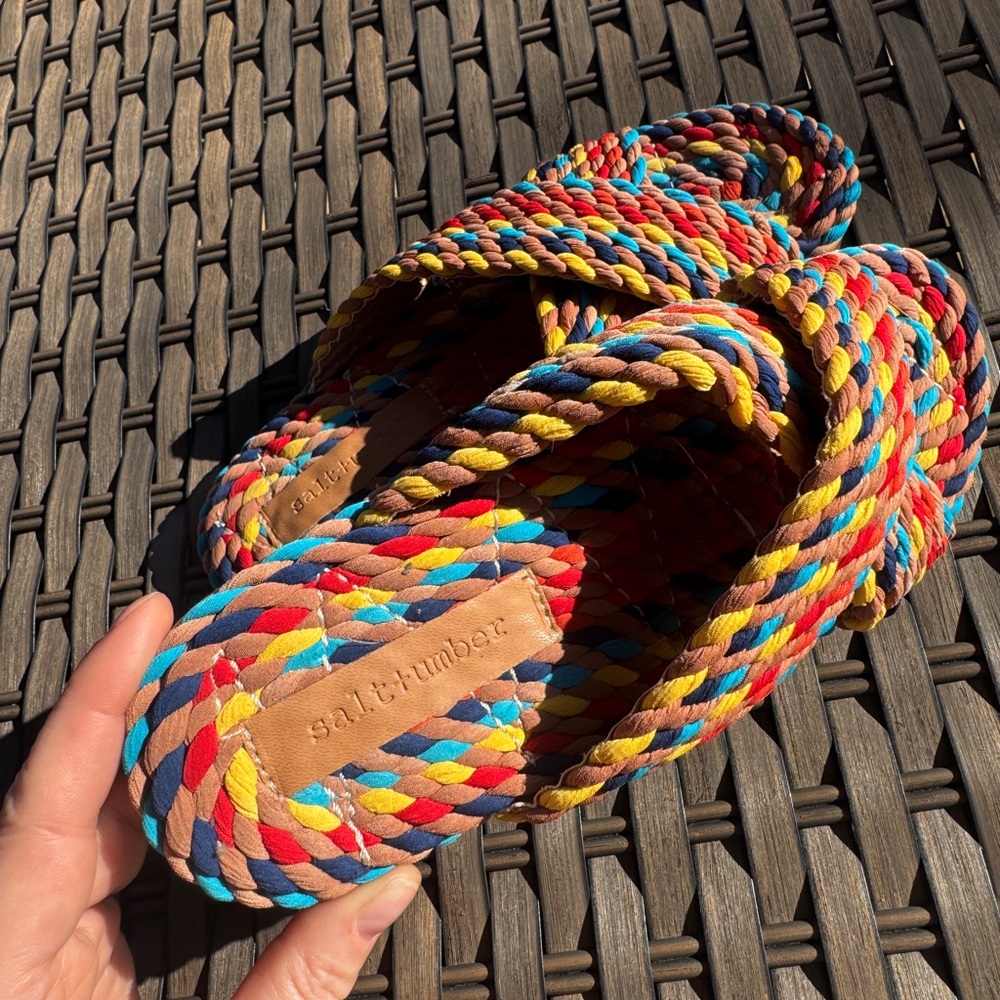 Salt + Umber Saraya Multi-Rainbow Fabric Rope Sandal Size 8 - Picture 9 of 11